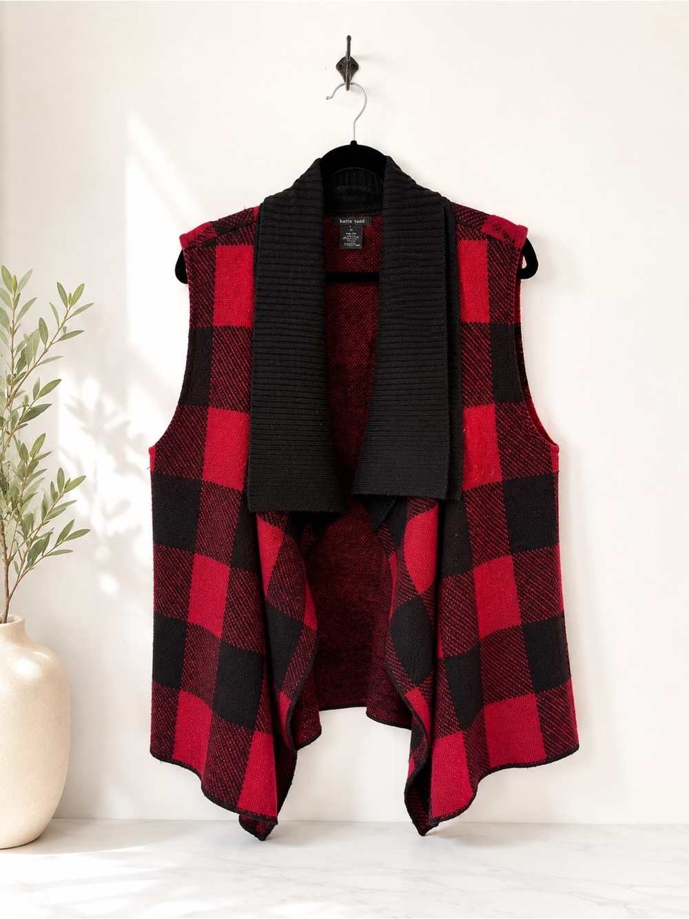 Katie Todd 100% Wool Buffalo Plaid Vest XL